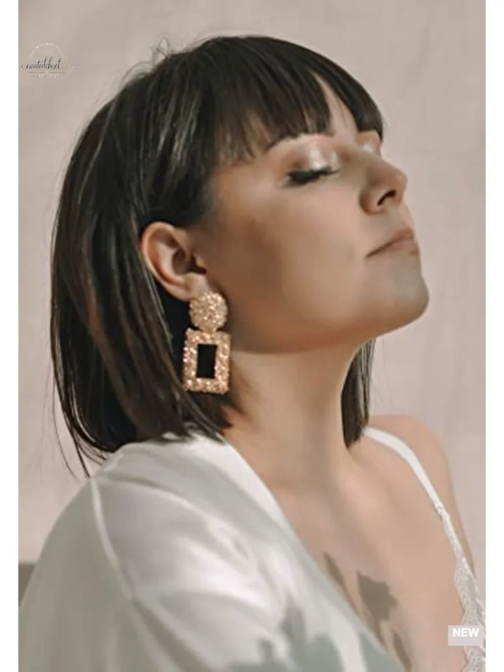 Gold Plated Geometric Statement Dangle Earrings, Boho Drop Earrings